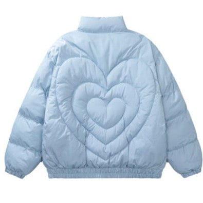 BLACK PUFFER JACKET WITH HEART DESIGN - JACKET BIG HEART