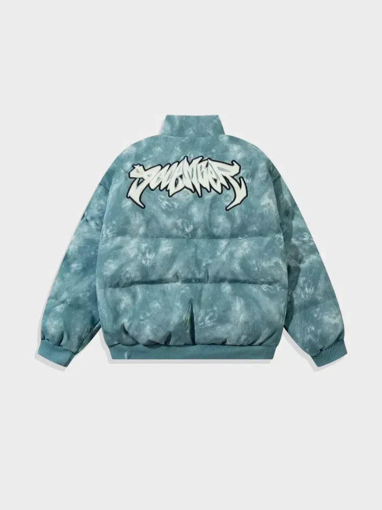 BLACK PUFFER JACKET WITH RAGE GRAPHIC - PUFFER JACKET