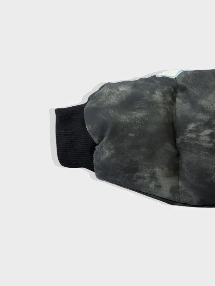 BLACK PUFFER JACKET WITH RAGE GRAPHIC - PUFFER JACKET