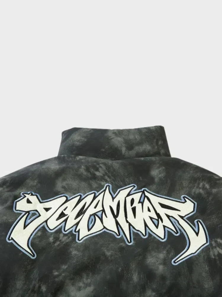 BLACK PUFFER JACKET WITH RAGE GRAPHIC - PUFFER JACKET