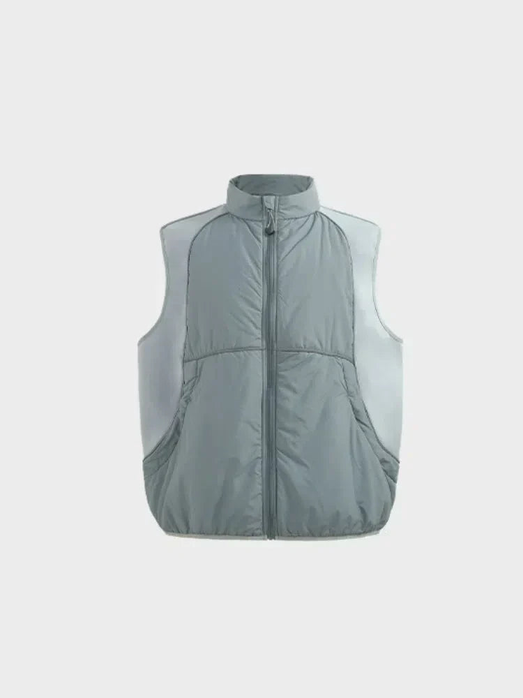 BLACK PUFFER VEST WITH WHITE TRIM QUICK-DRY COTTON BODYWARMER