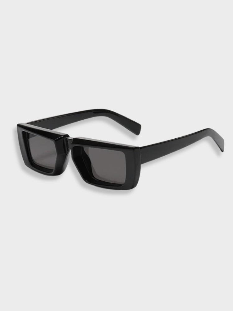 BLACK RECTANGULAR SUNGLASSES WITH UV400 POLYCARBONATE LENSES