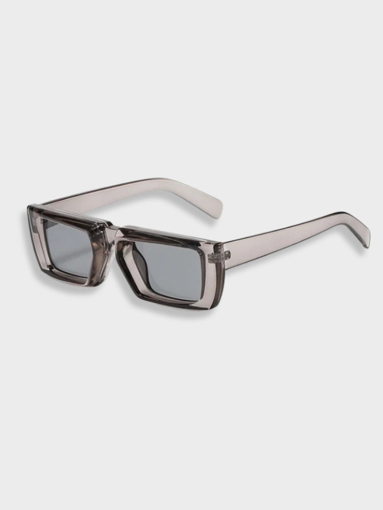 BLACK RECTANGULAR SUNGLASSES WITH UV400 POLYCARBONATE LENSES