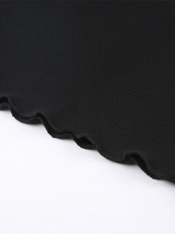 BLACK RIBBED LONG SLEEVE MINI DRESS - SLIM FIT BLACK MINI DRESS