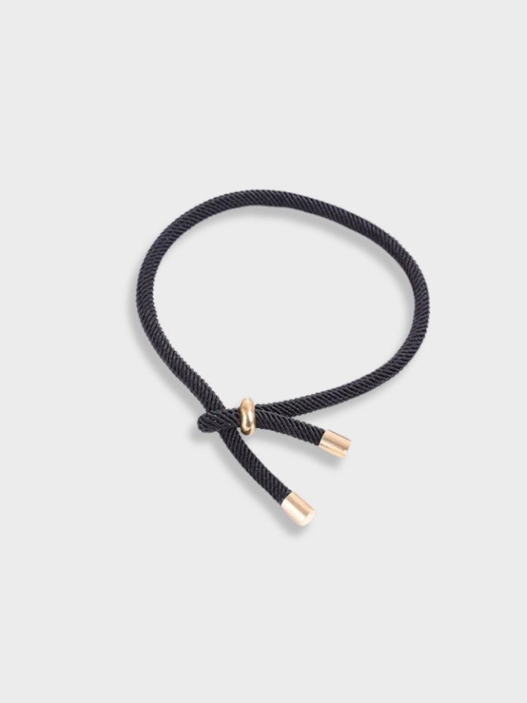 BLACK ROPE BRACELET WITH SILVER ACCENTS ELEGANT LUXURY MONEY BRACELET