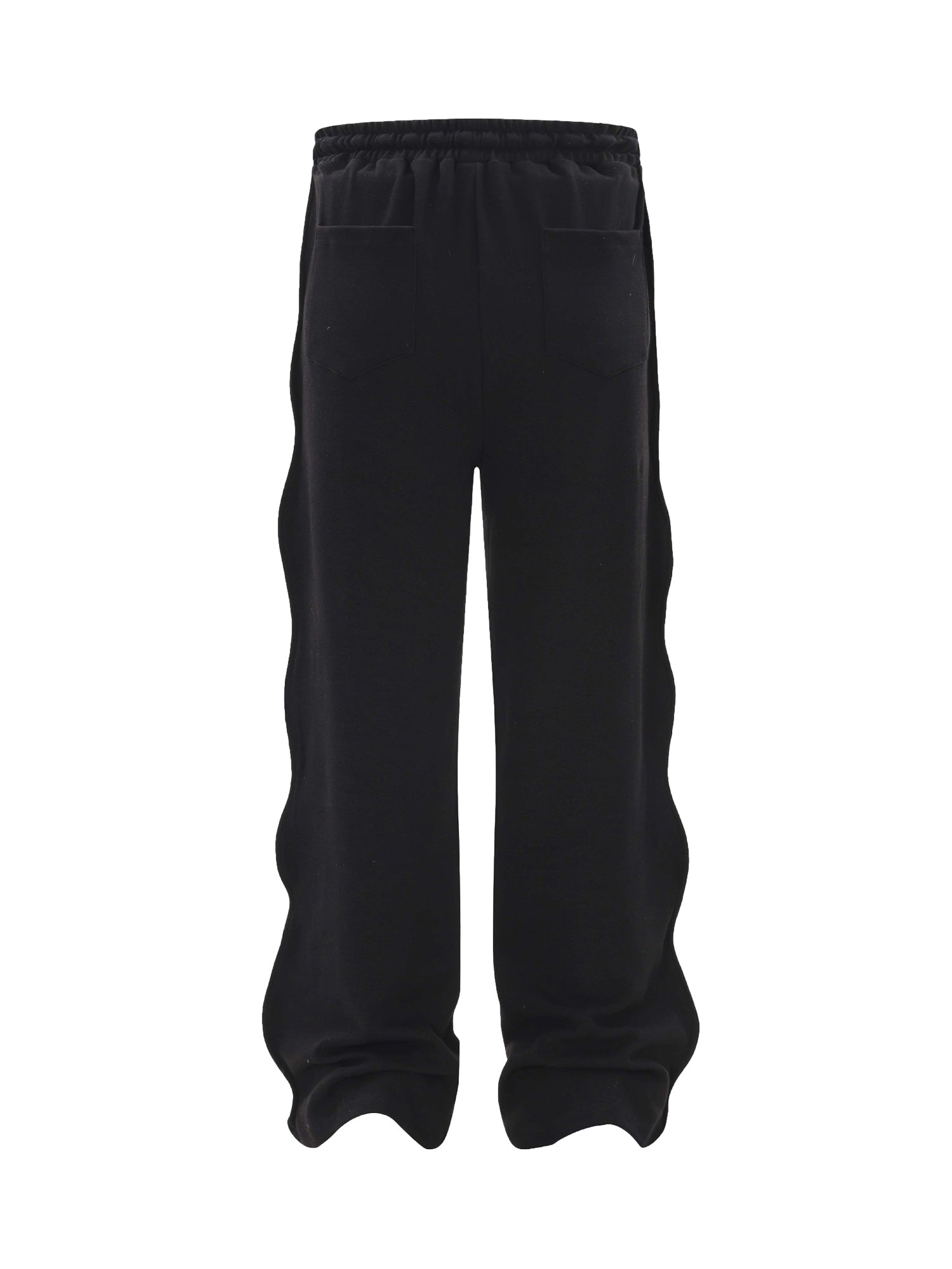 BLACK RUFFLED SIDE DETAIL STRAIGHT LEG SWEATPANTS