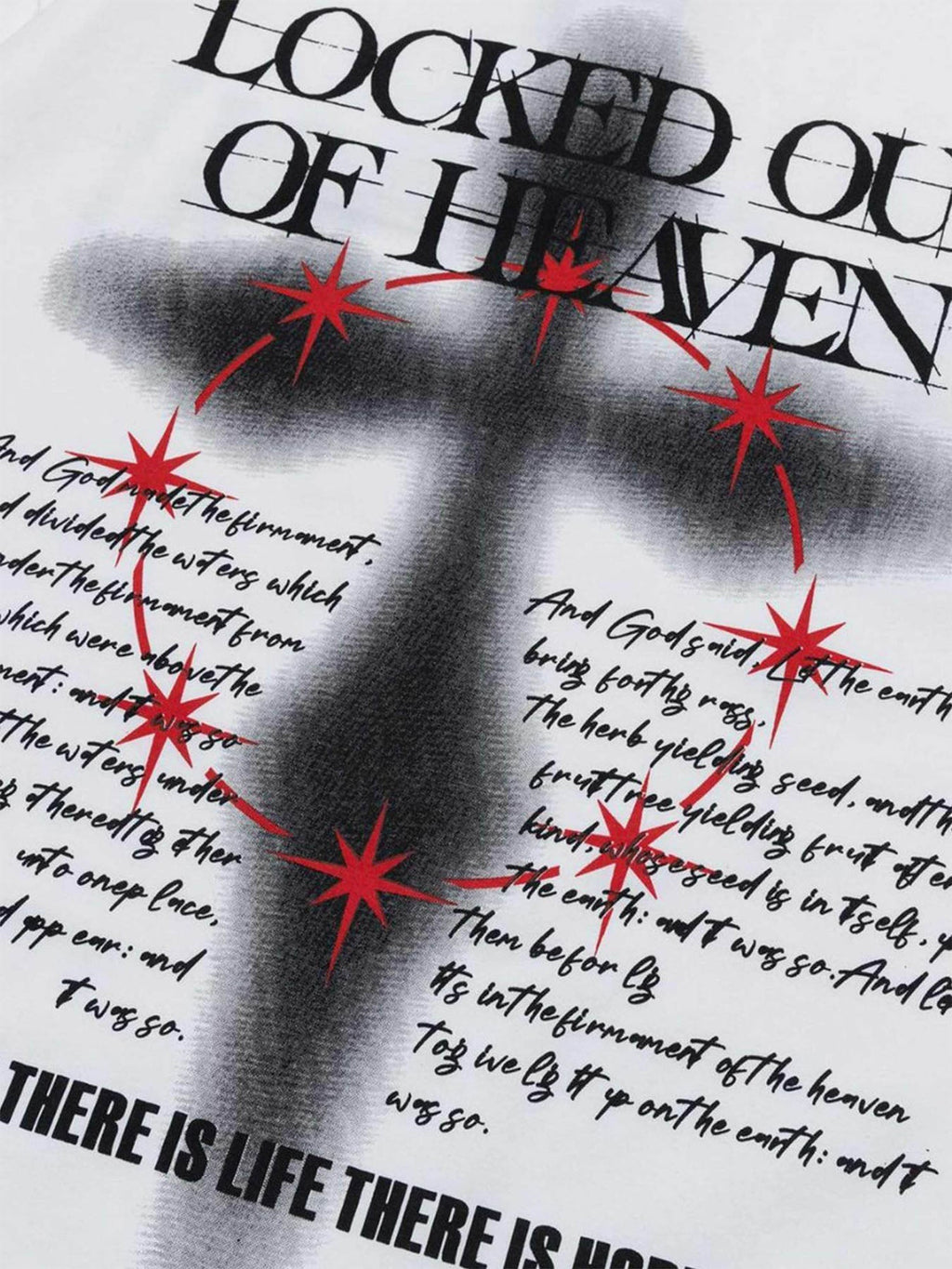 BLACK SHORT SLEEVE PULLOVER T-SHIRT WITH CROSS - TRENDY CASUAL ROUND COLLAR