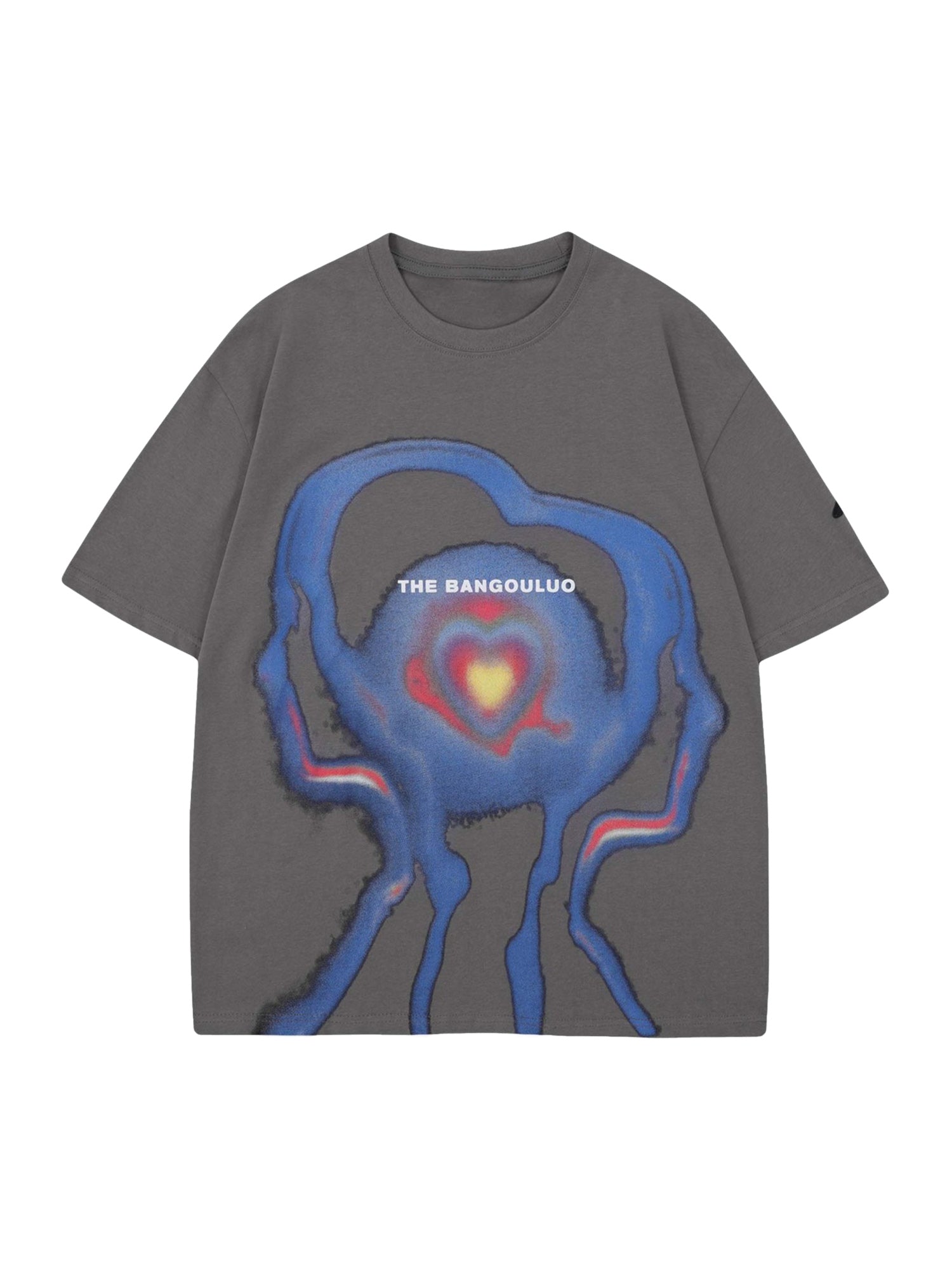 BLACK SHORT SLEEVE ROUND COLLAR T-SHIRT WITH ABSTRACT GRAPHIC - TRENDY CASUAL