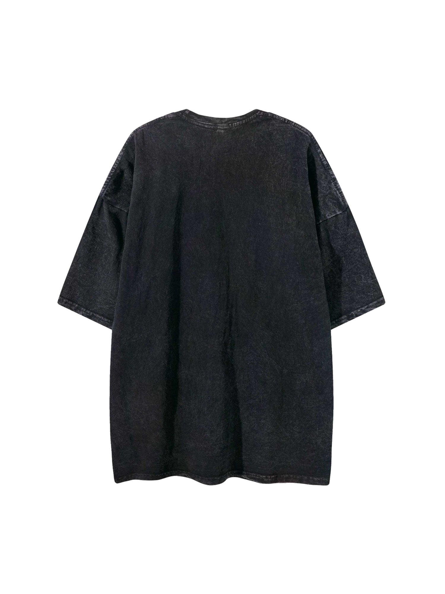 BLACK SHORT SLEEVE T-SHIRT WITH BLURRED SKULL GRAPHIC - TRENDY CASUAL WEAR