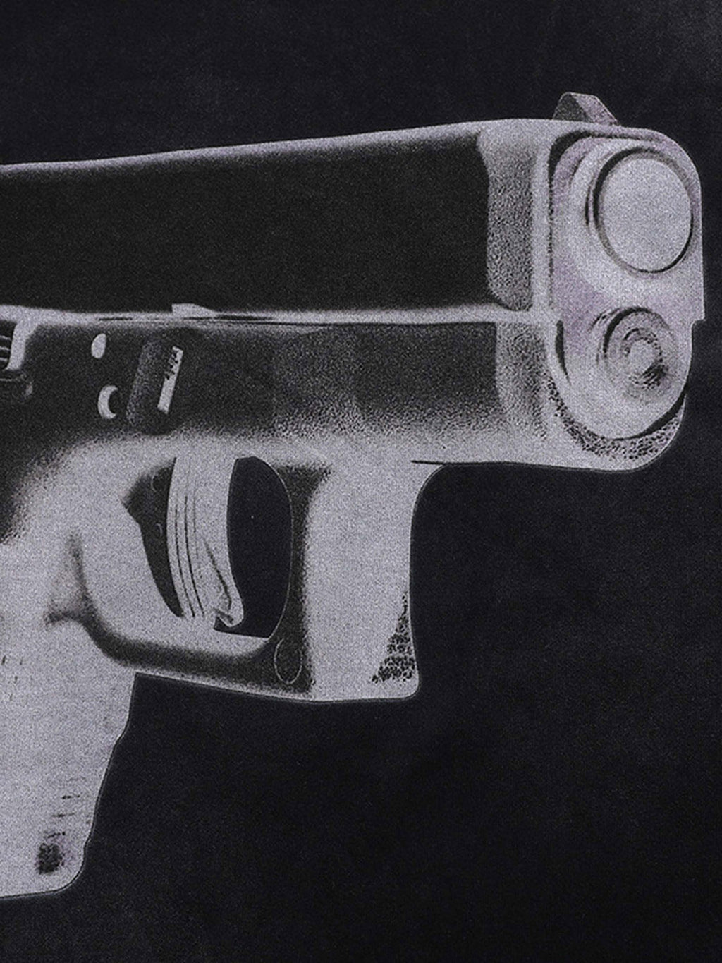 BLACK SHORT SLEEVE T-SHIRT WITH GUN GRAPHIC - TRENDY CASUAL SHORT