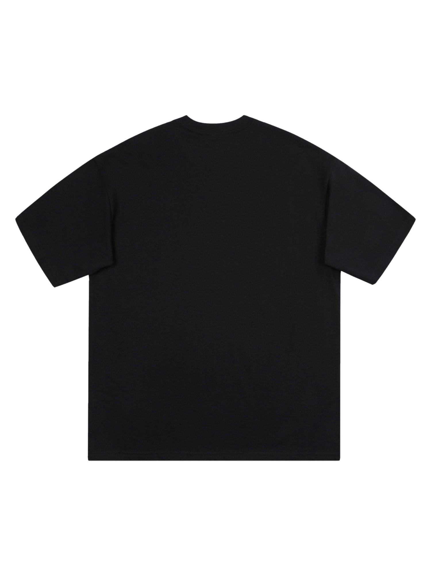 BLACK SHORT SLEEVE T-SHIRT WITH SILVER S DESIGN LOOSE FIT