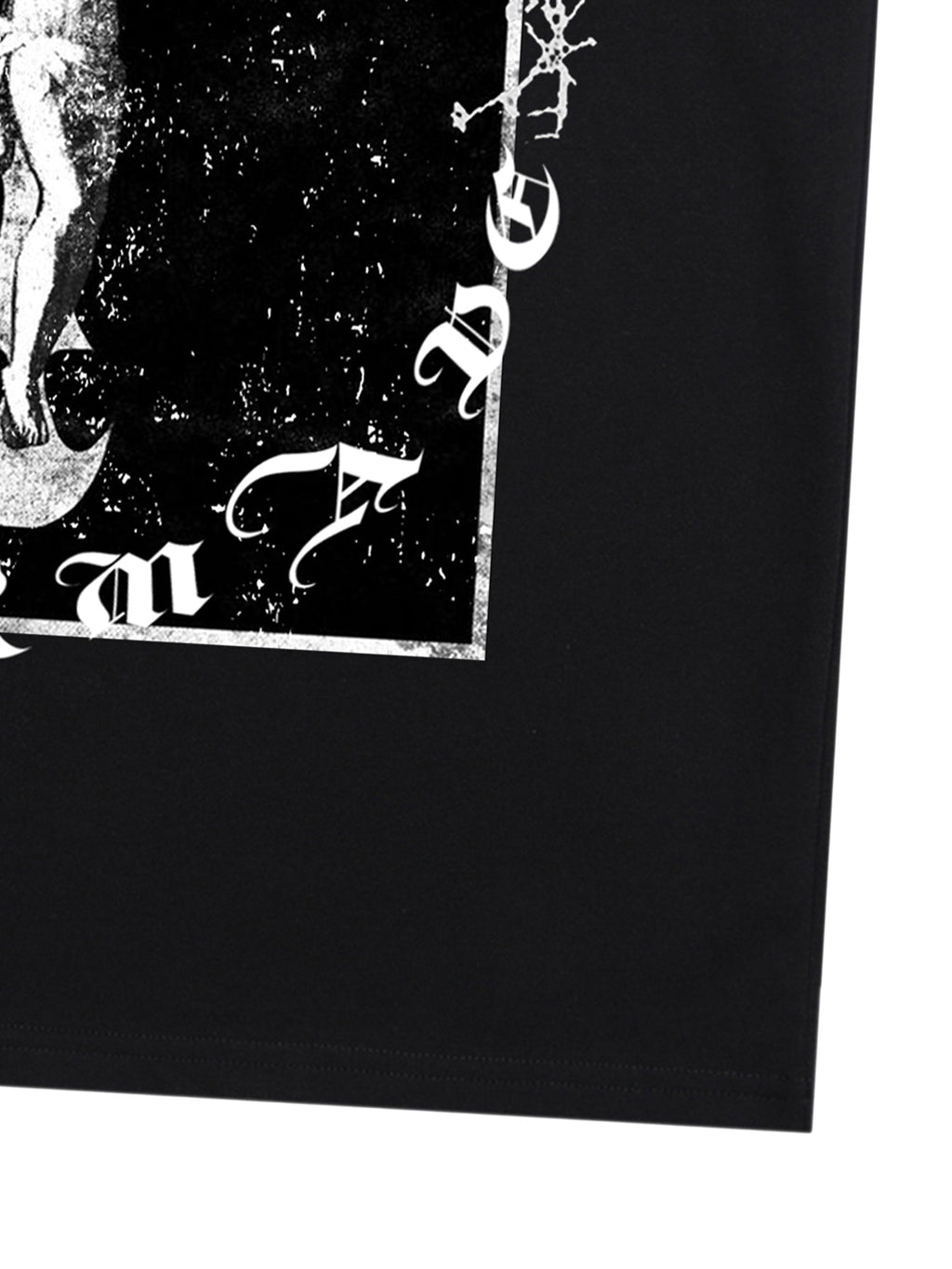 BLACK SHORT SLEEVE T-SHIRT WITH WHITE GRAPHIC - JESUS PRINT SHORT SLEEVE