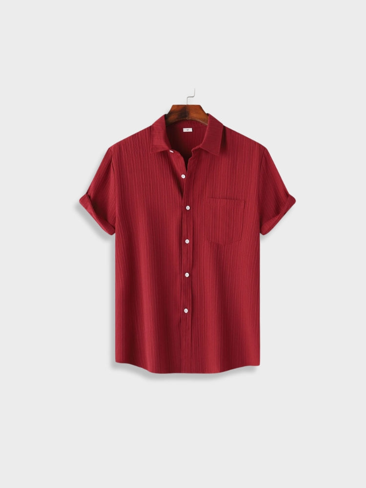 BLACK SHORT-SLEEVED BUTTON-DOWN SHIRT WITH EASY-TO-USE SIZE GUIDE