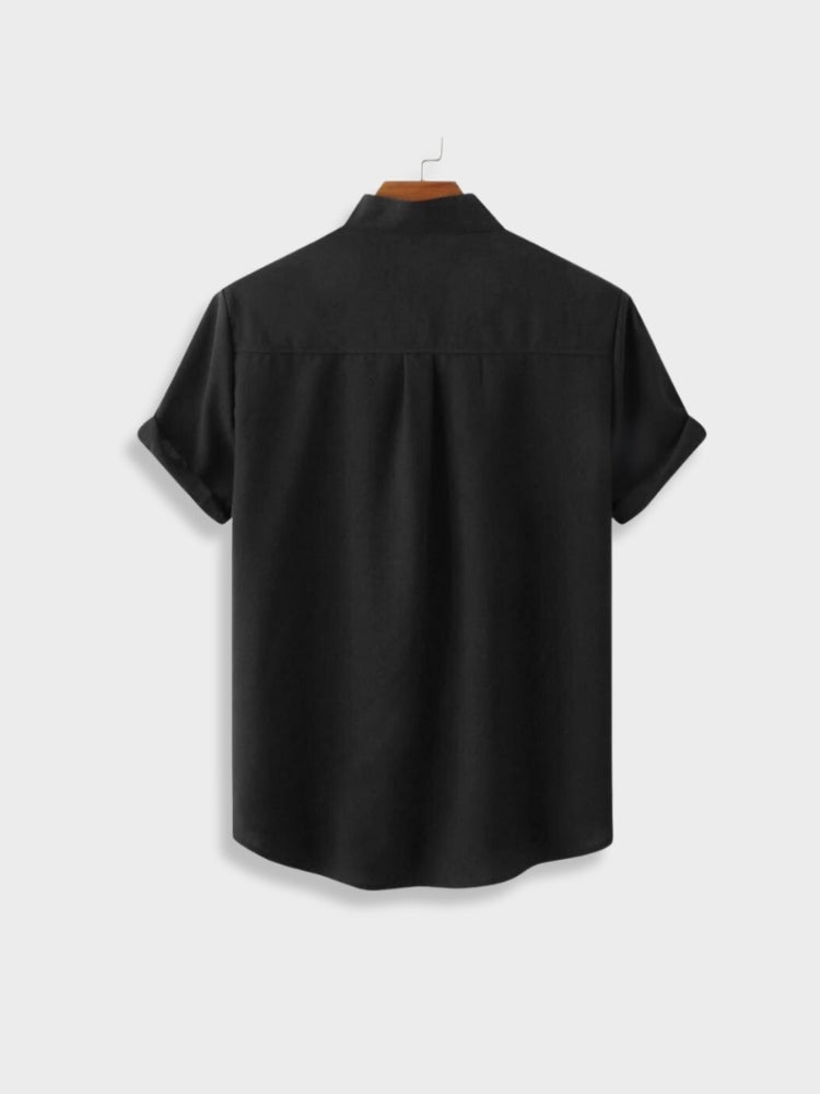 BLACK SHORT-SLEEVED SHIRT COTTON ANDREAS SHIRT