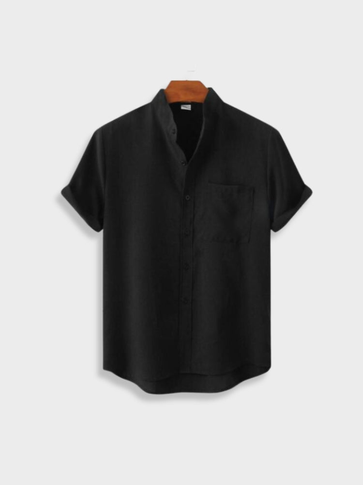 BLACK SHORT-SLEEVED SHIRT COTTON ANDREAS SHIRT