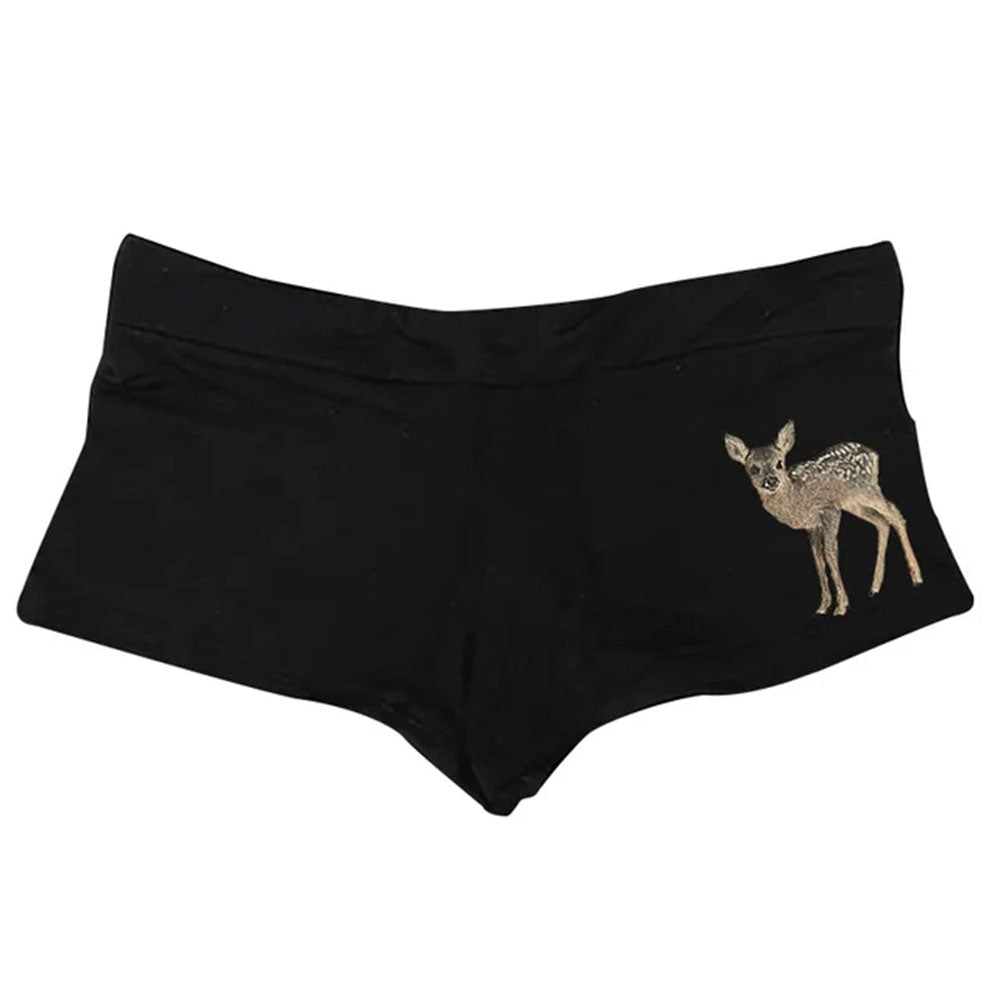 BLACK SHORTS WITH FAWN DESIGN FOR CASUAL WEAR