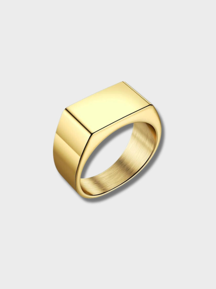 BLACK SIGNET RING WITH FLORENCE BAR DESIGN ELEMENTS