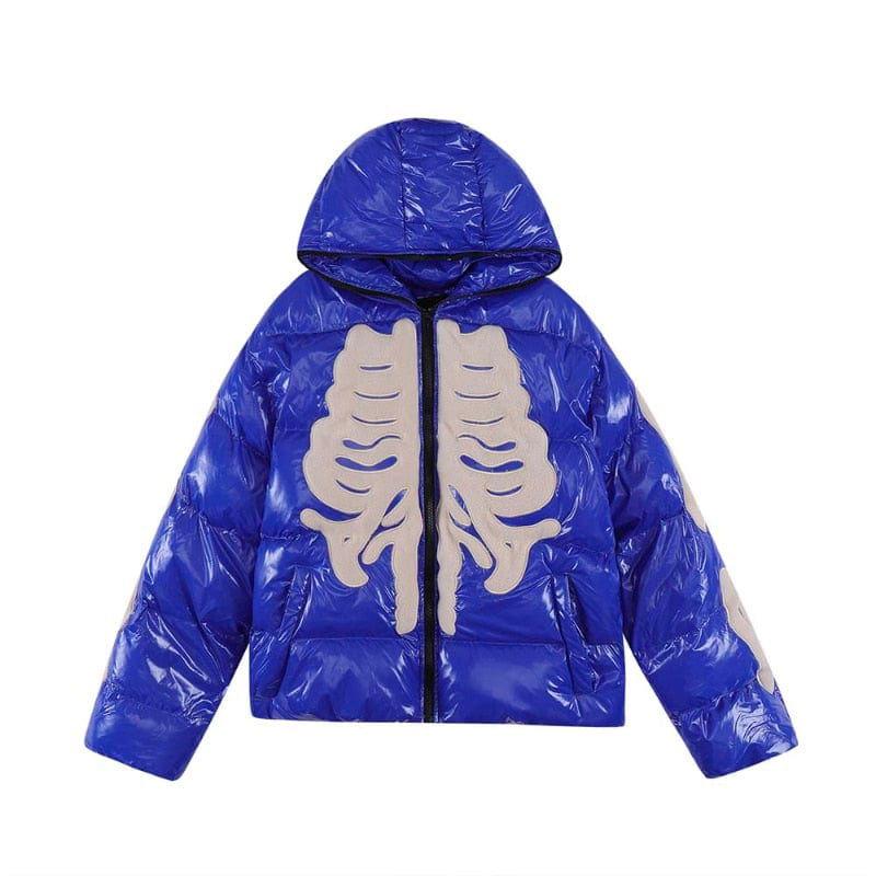 BLACK SKELETON PUFFER JACKET WITH BONES DESIGN