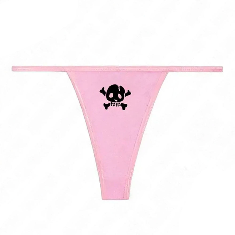 BLACK SKULL THONG PANTY Y2K SKULL