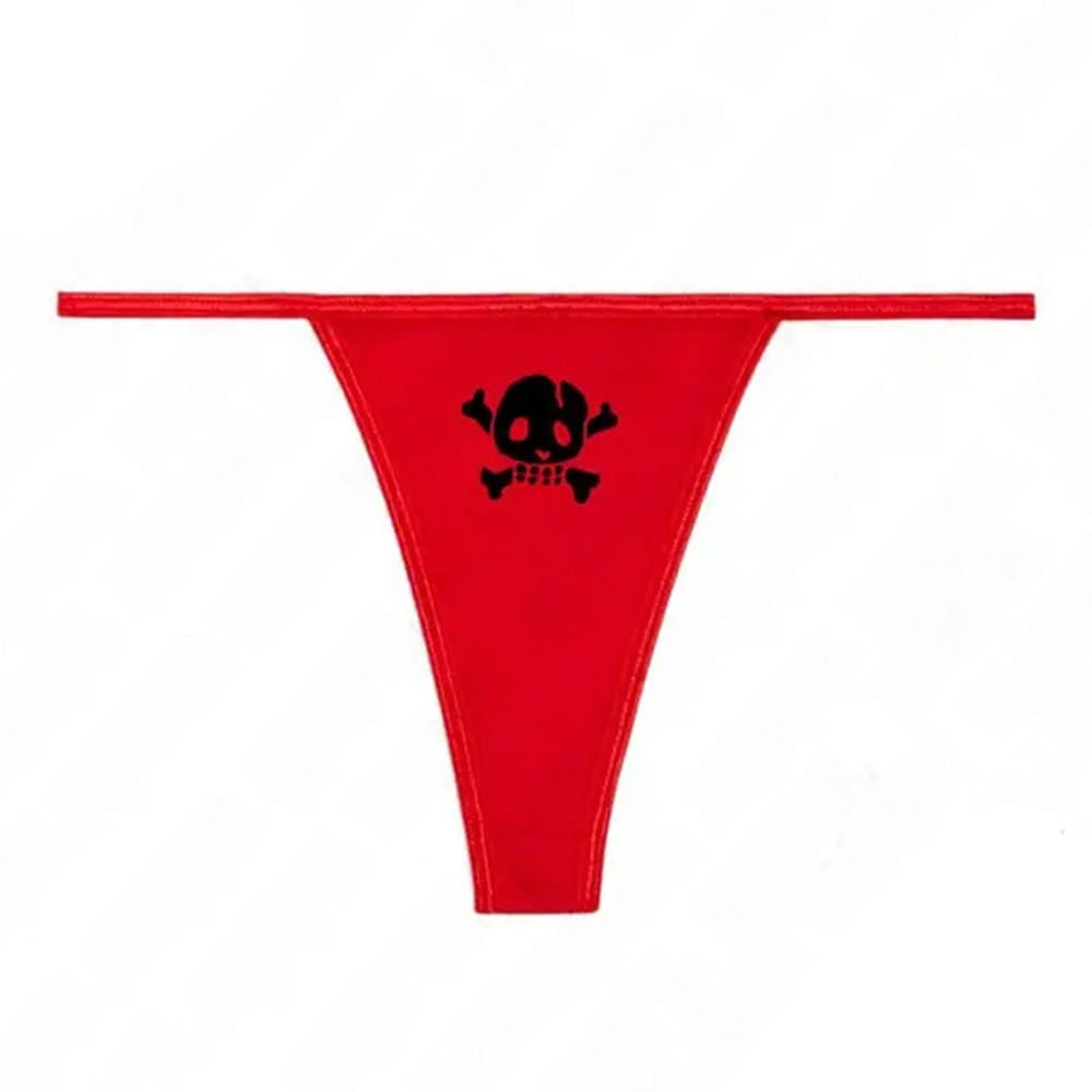 BLACK SKULL THONG PANTY Y2K SKULL
