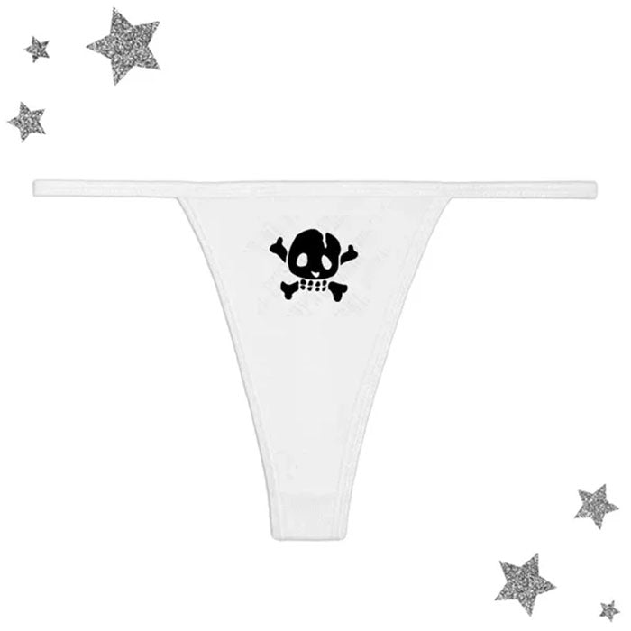 BLACK SKULL THONG PANTY Y2K SKULL