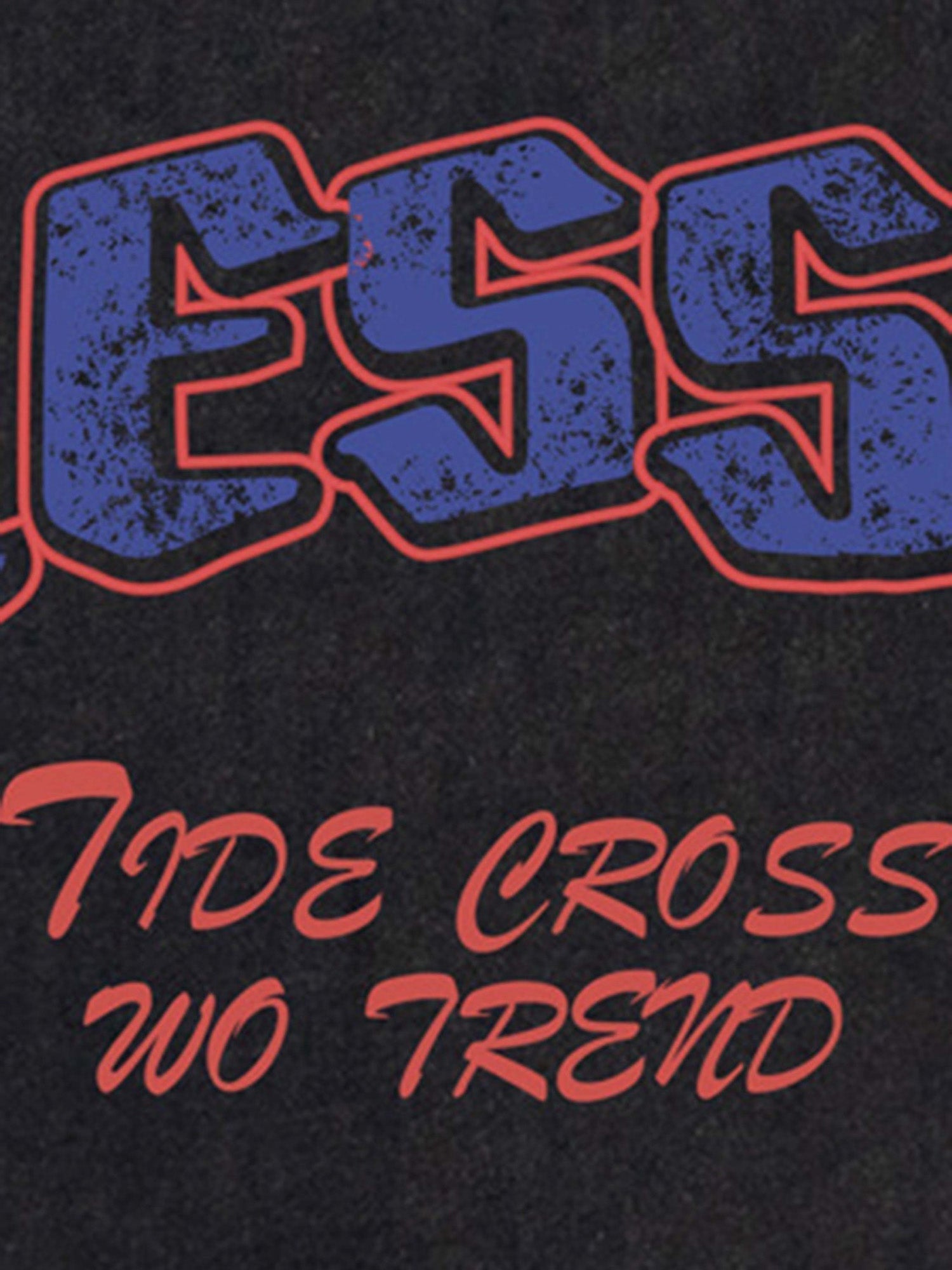 BLACK SLEEVELESS HOODIE WITH DEVIL HORNS AND CROSS GRAPHIC TRENDY CASUAL