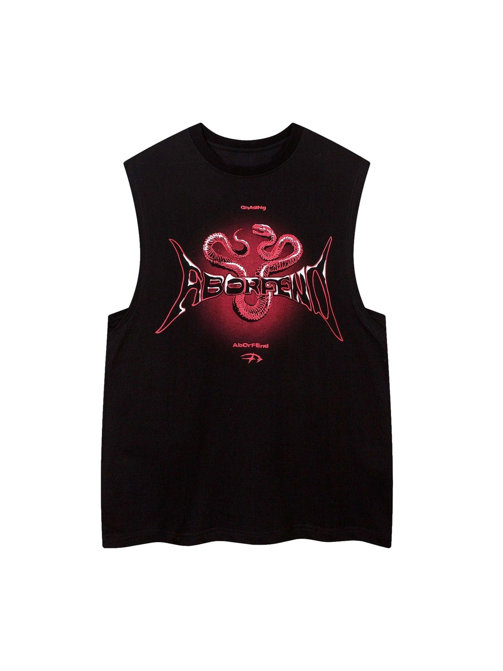 BLACK SLEEVELESS SHIRT WITH PINK GRAPHIC - BREATHABLE TANK