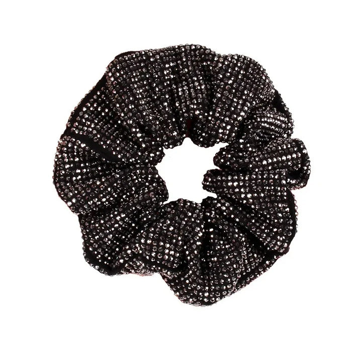 BLACK SPARKLY Y2K RHINESTONE SCRUNCHIE FOR VINTAGE STYLE