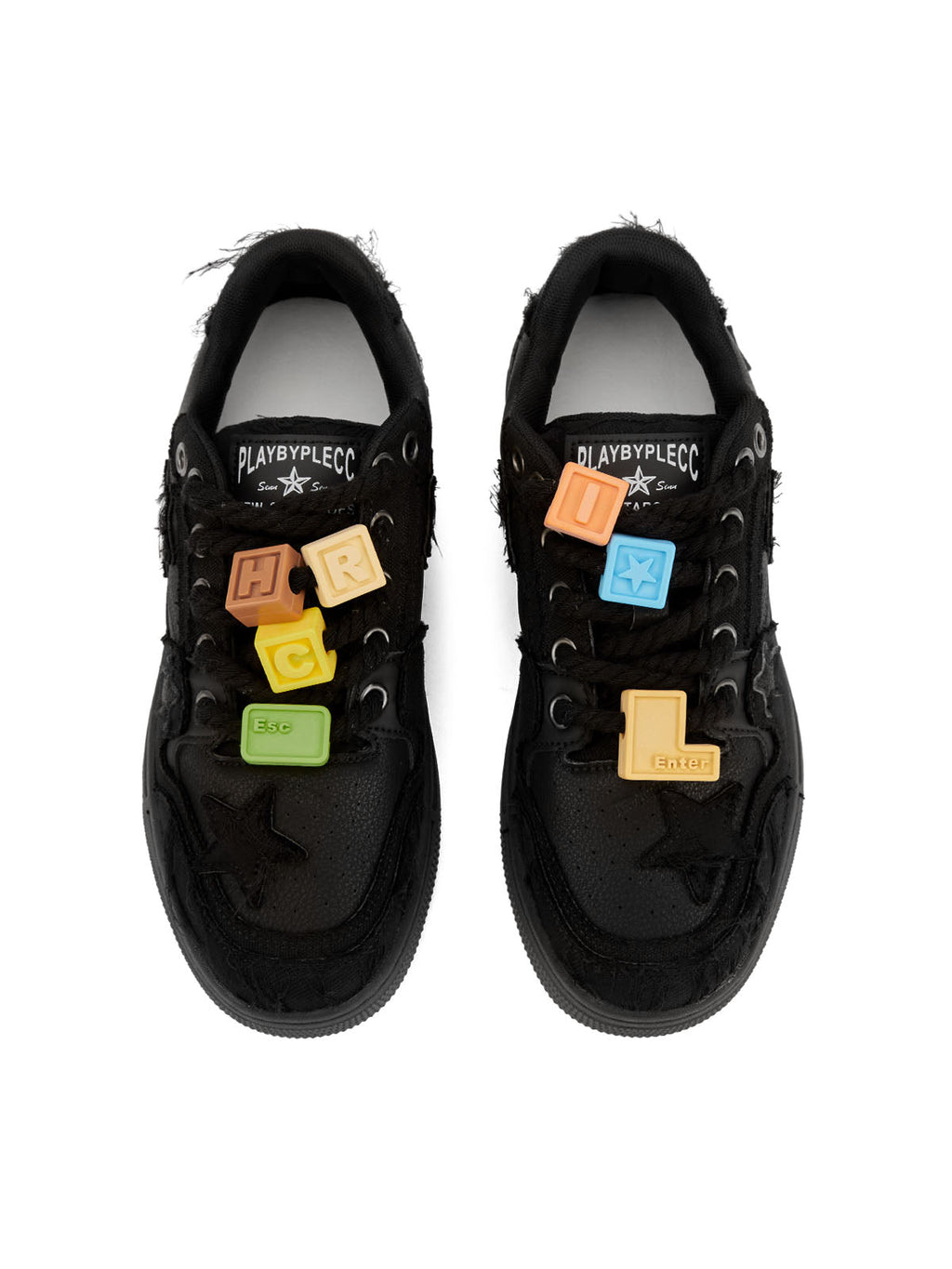 BLACK STAR-ACCENTED SNEAKERS FOR RETRO DARTH VADER ENTHUSIASTS