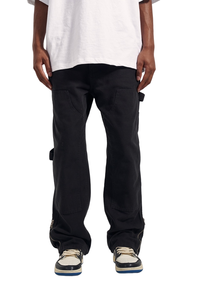 BLACK STRAIGHT-LEG JEANS REGULAR FIT DENIM