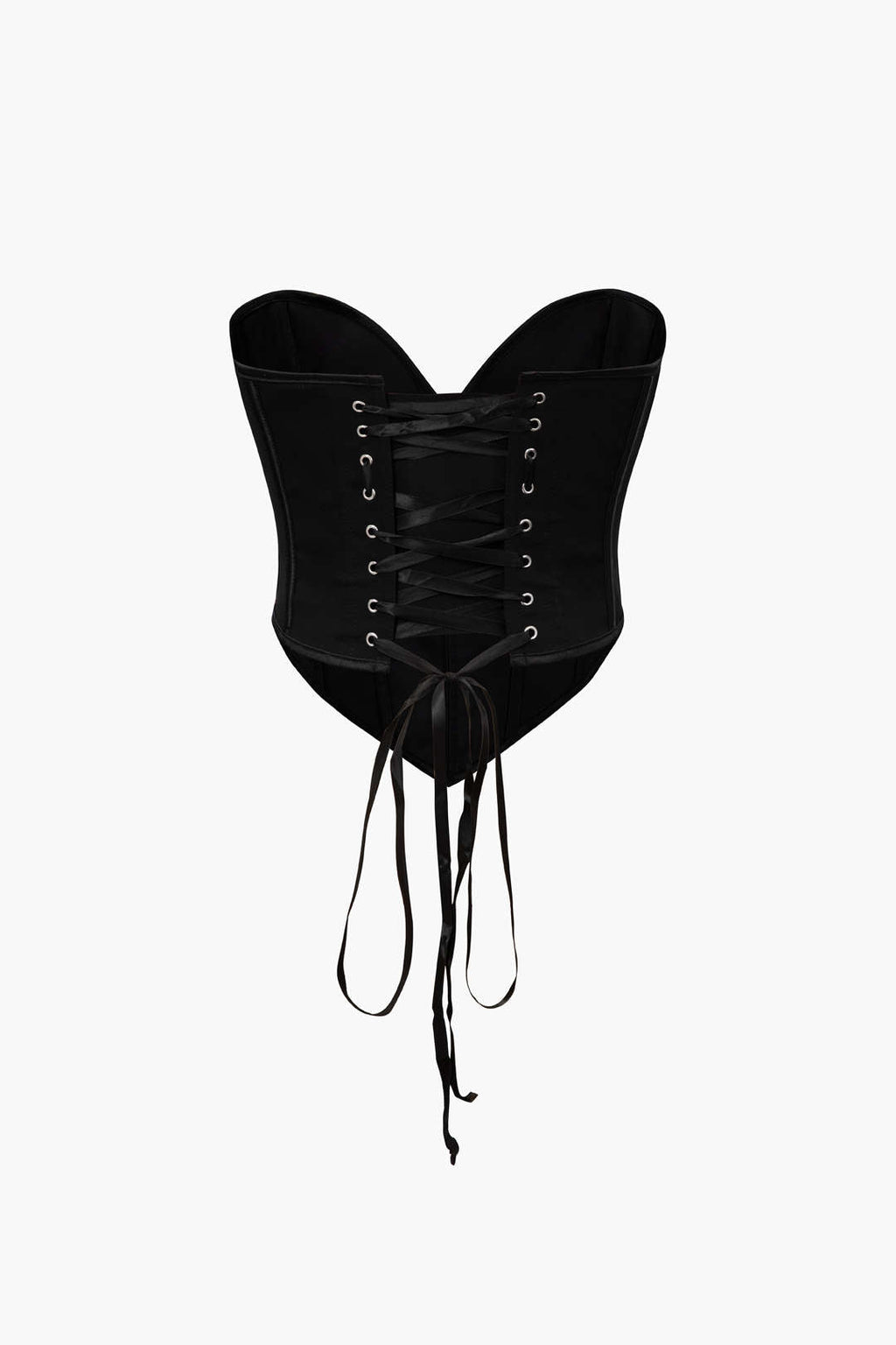 BLACK STRAPLESS CORSET TOP WITH TIE CLOSURE FOR CASUAL OCCASION