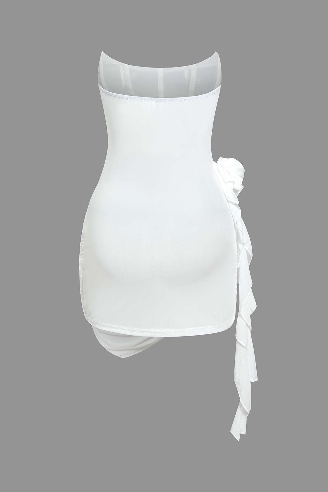 BLACK STRAPLESS DRAPED MINI DRESS CLASSIC SOLID COLOR MINI