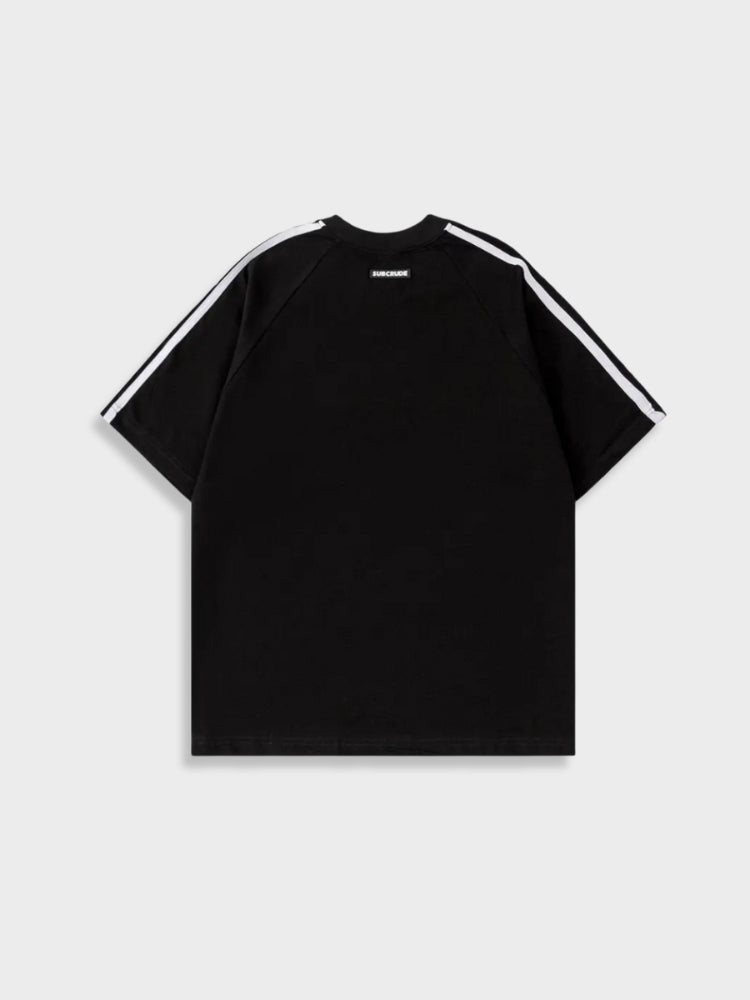 BLACK STRIPED TEE - SIMPLE STRIPED COTTON DESIGN