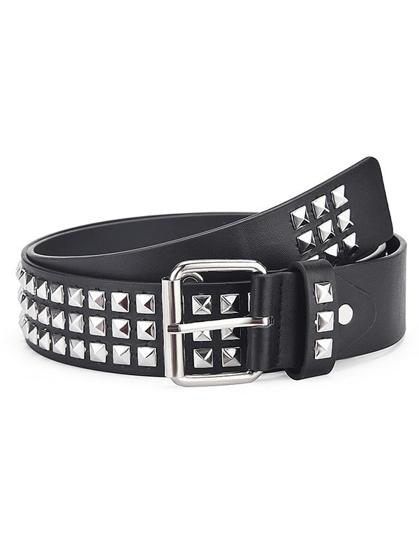 BLACK STUDDED BELT IN STYLISH SYNTHETIC LEATHER