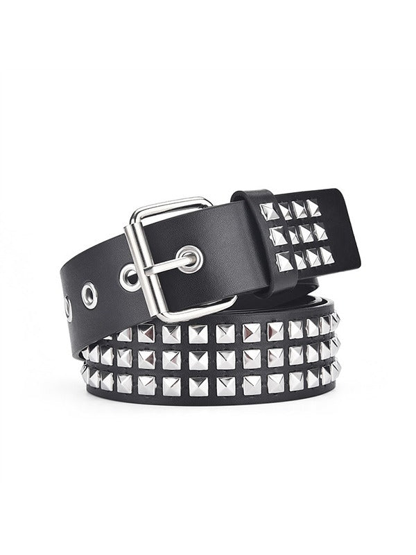 BLACK STUDDED BELT IN STYLISH SYNTHETIC LEATHER