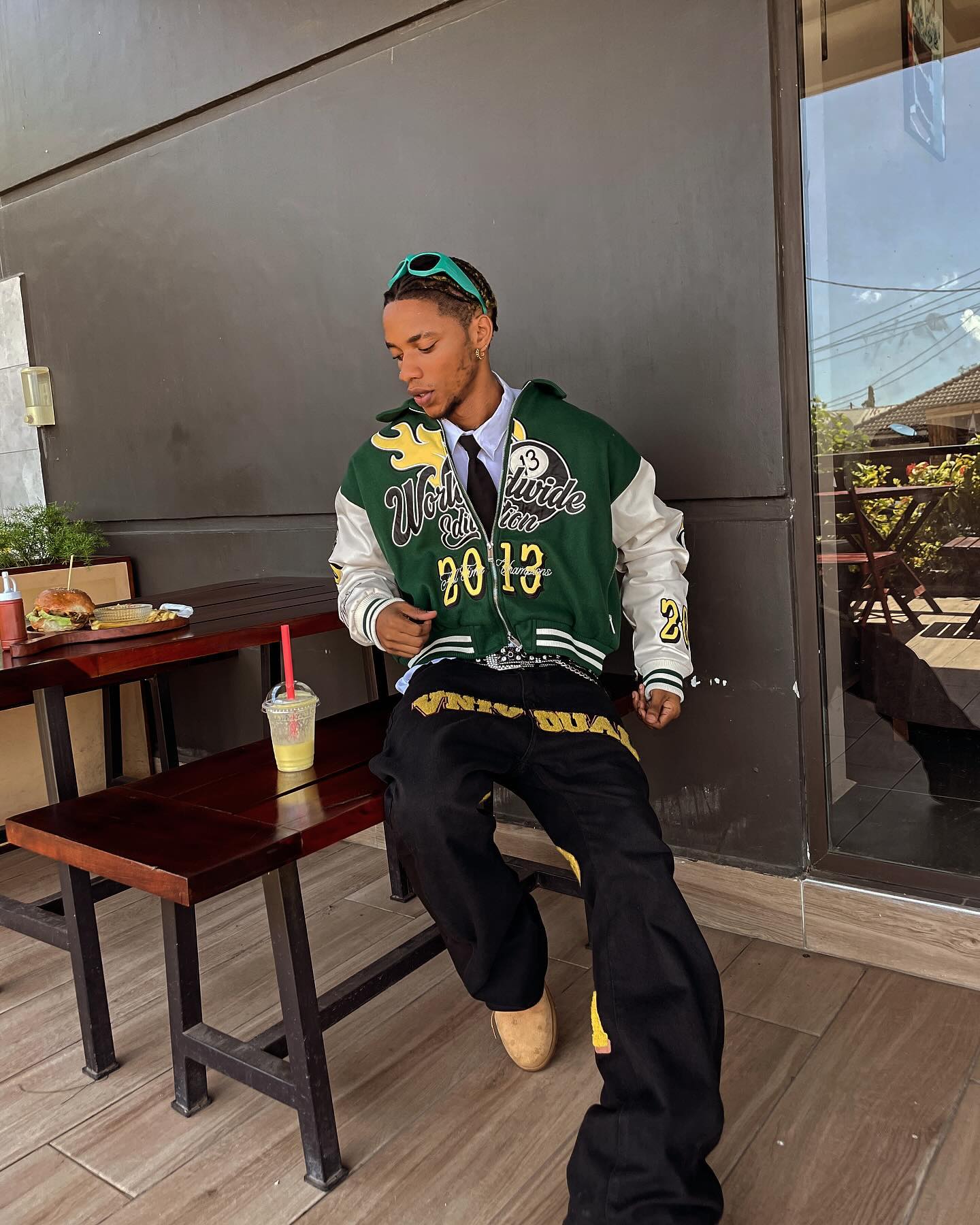 BLACK SWEATPANTS INDIVIDUAL MID WAIST COTTON BLEND LONG PANTS