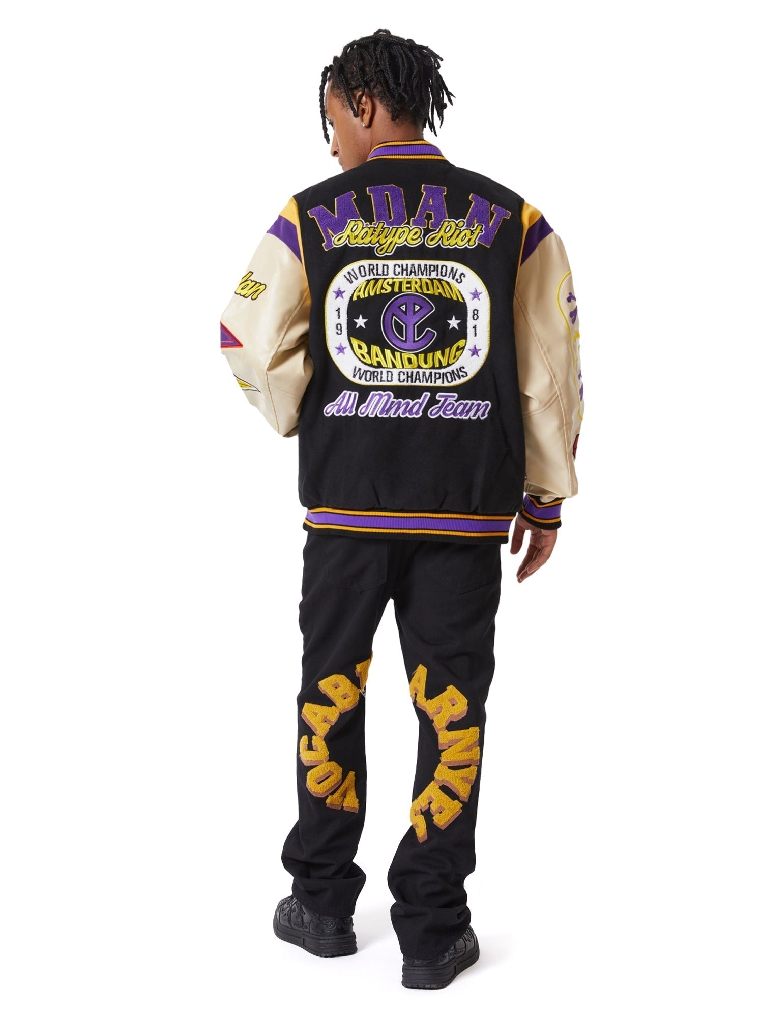 BLACK SWEATPANTS INDIVIDUAL MID WAIST COTTON BLEND LONG PANTS