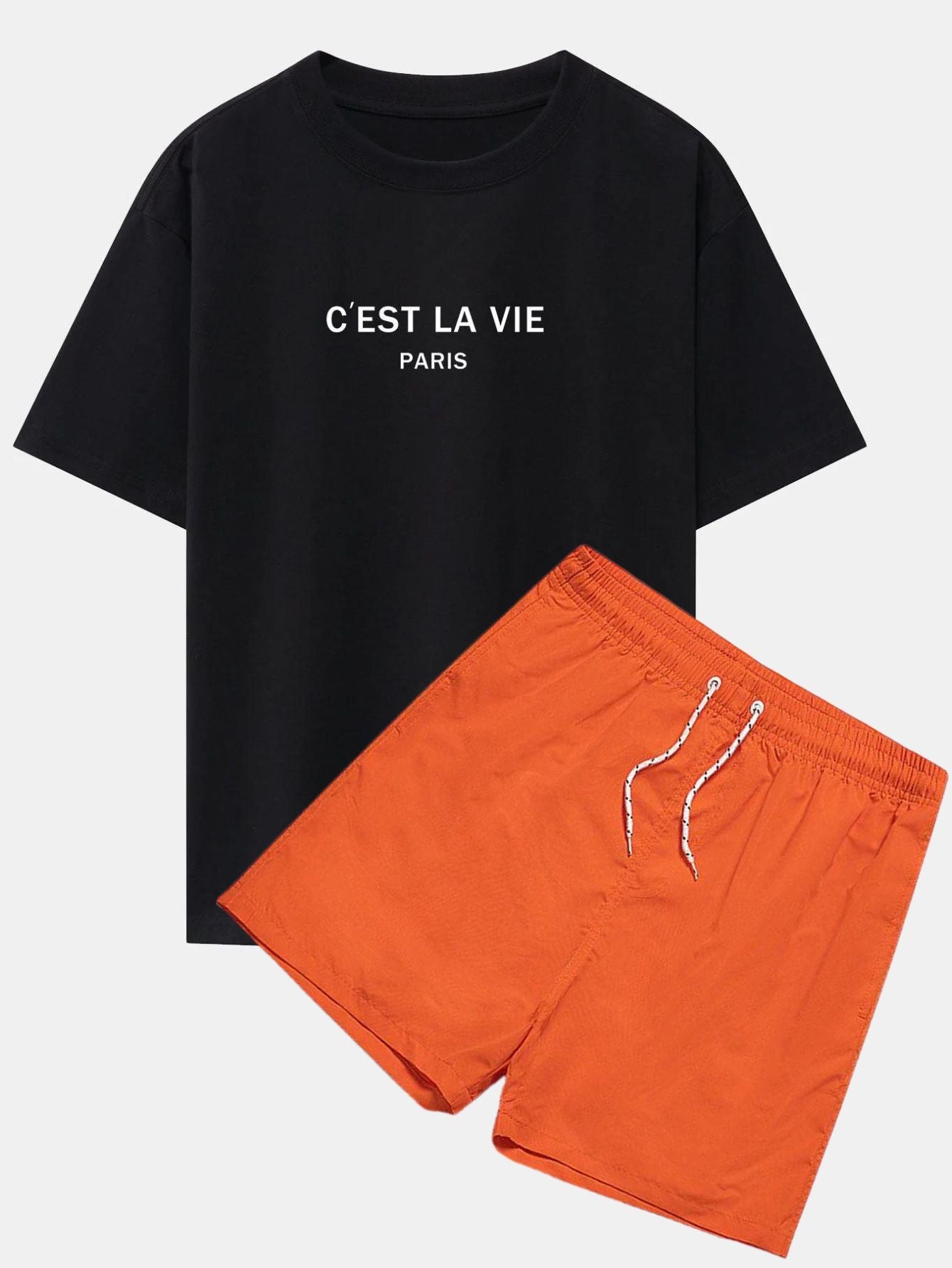 BLACK T-SHIRT AND RED SHORTS SET FOR CASUAL WEAR