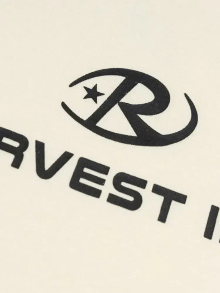 BLACK T-SHIRT WITH STRIPED SLEEVES - HARVEST INS TEE