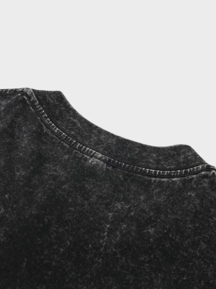 BLACK THERMAL IMAGE T-SHIRT FEATURING DISTRESSED FACE DESIGN