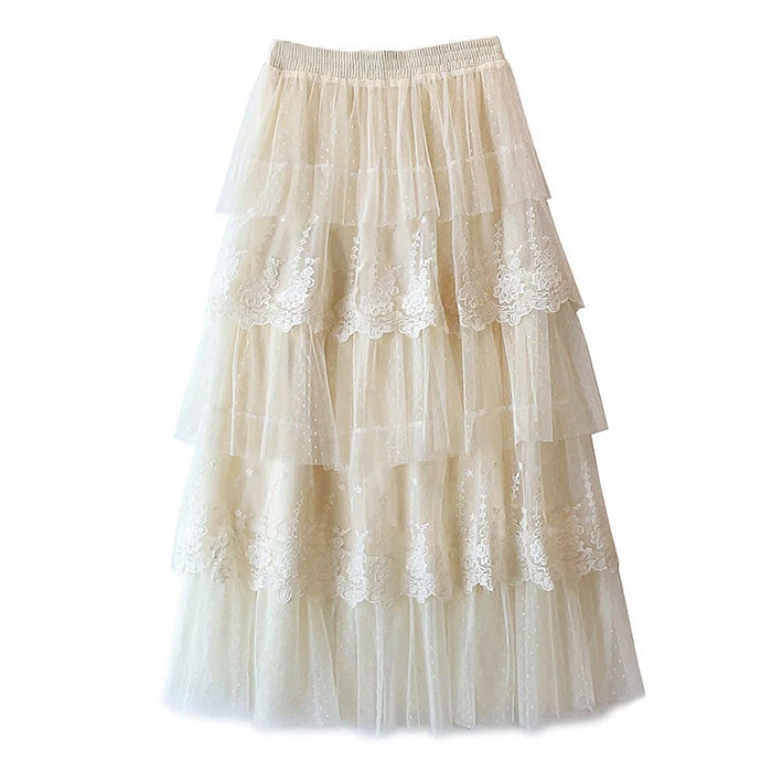 BLACK TIERED TULLE SKIRT FOR WOMEN