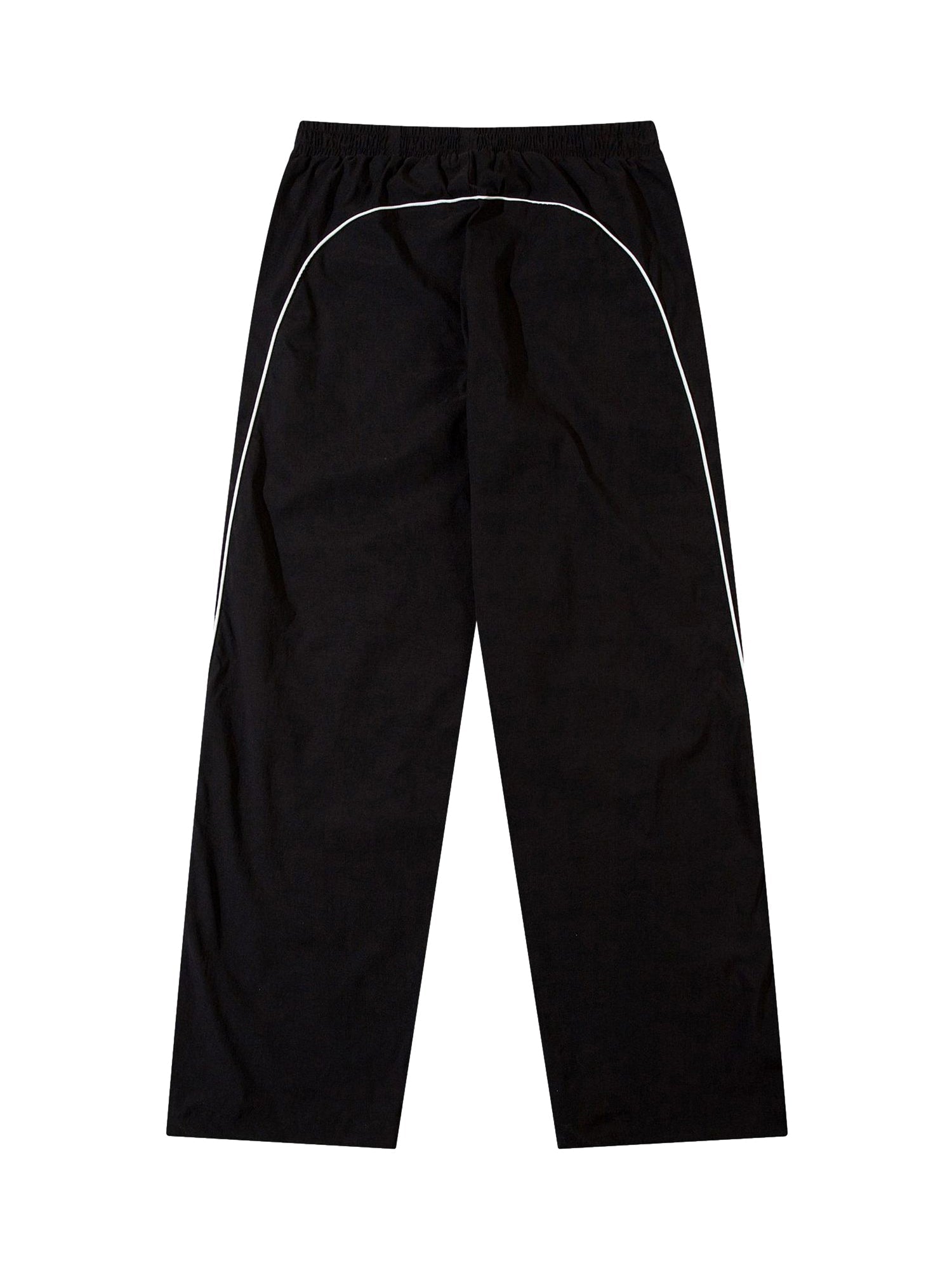 BLACK TRACK PANTS WITH WHITE ACCENTS - LONG PANTS MID WAIST STRAIGHT LEG