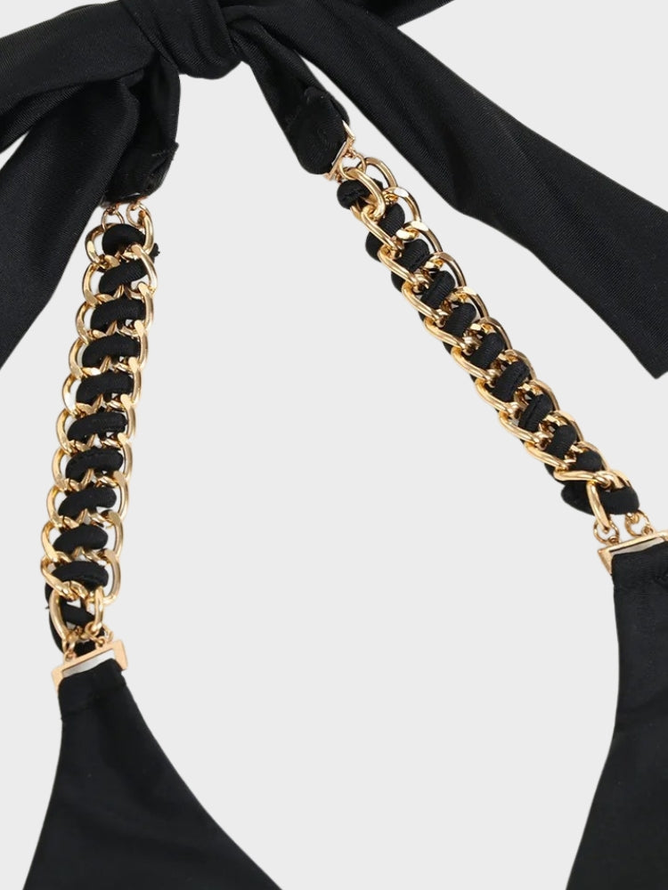 BLACK TWO-PIECE SWIMSUIT FOR ALL BODY SIZES IN NYLON SPANDEX BODY