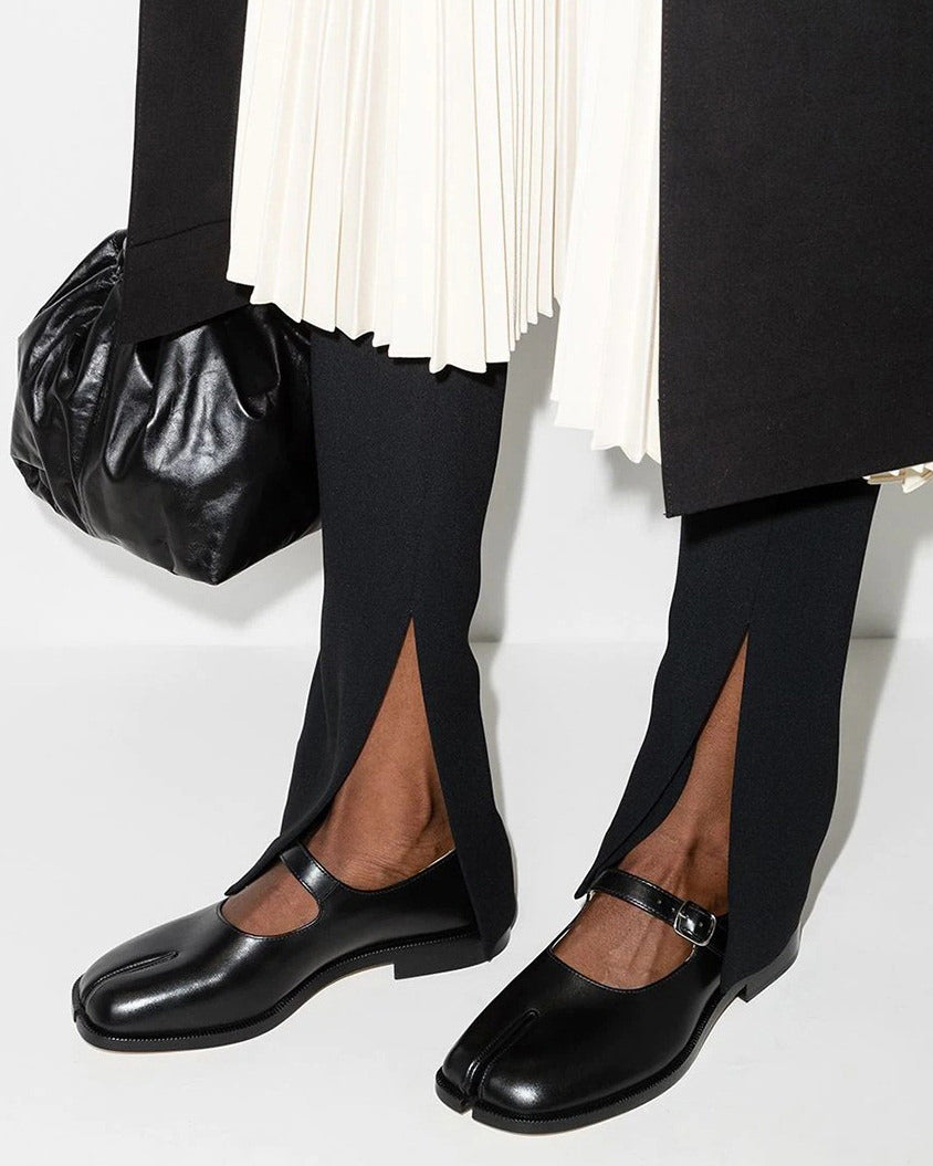 BLACK VEGAN LEATHER TABI MARY JANE SHOES