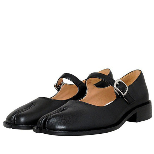 BLACK VEGAN LEATHER TABI MARY JANE SHOES