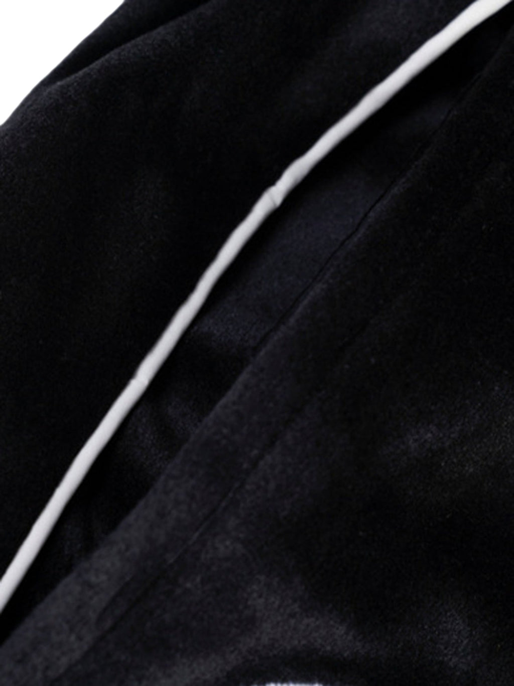 BLACK VELOUR TRACK PANTS WITH WHITE TRIM EMBROIDERED MID WAIST