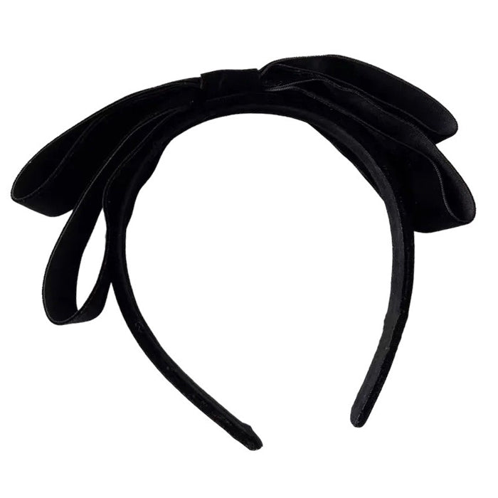 BLACK VELVET HEADBAND WITH BOW FOR ELEGANT HAIR ACCESSORY