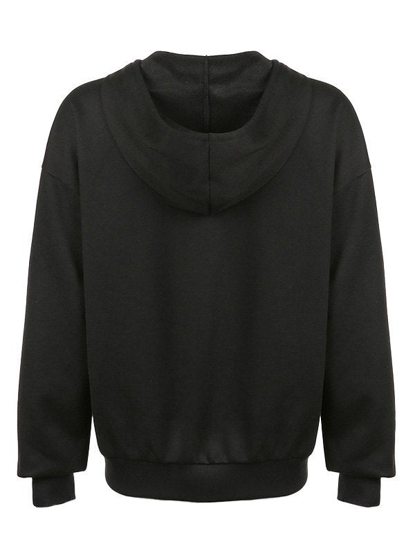 BLACK ZIP-UP HOODIE WITH RHINESTONE SKELETON DESIGN - RHINESTONE SKULL HOODIE