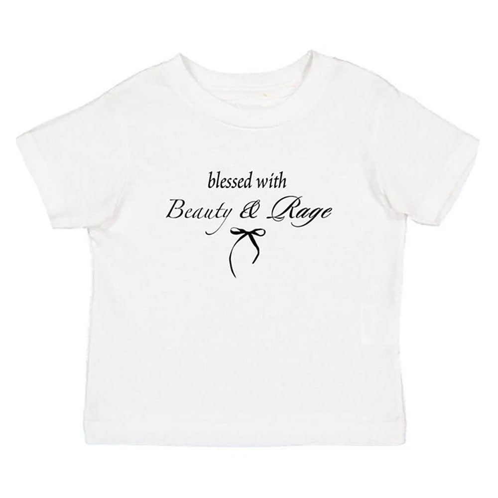 BLESSED WITH BEAUTY AND RAGE Y2K CROP TEE