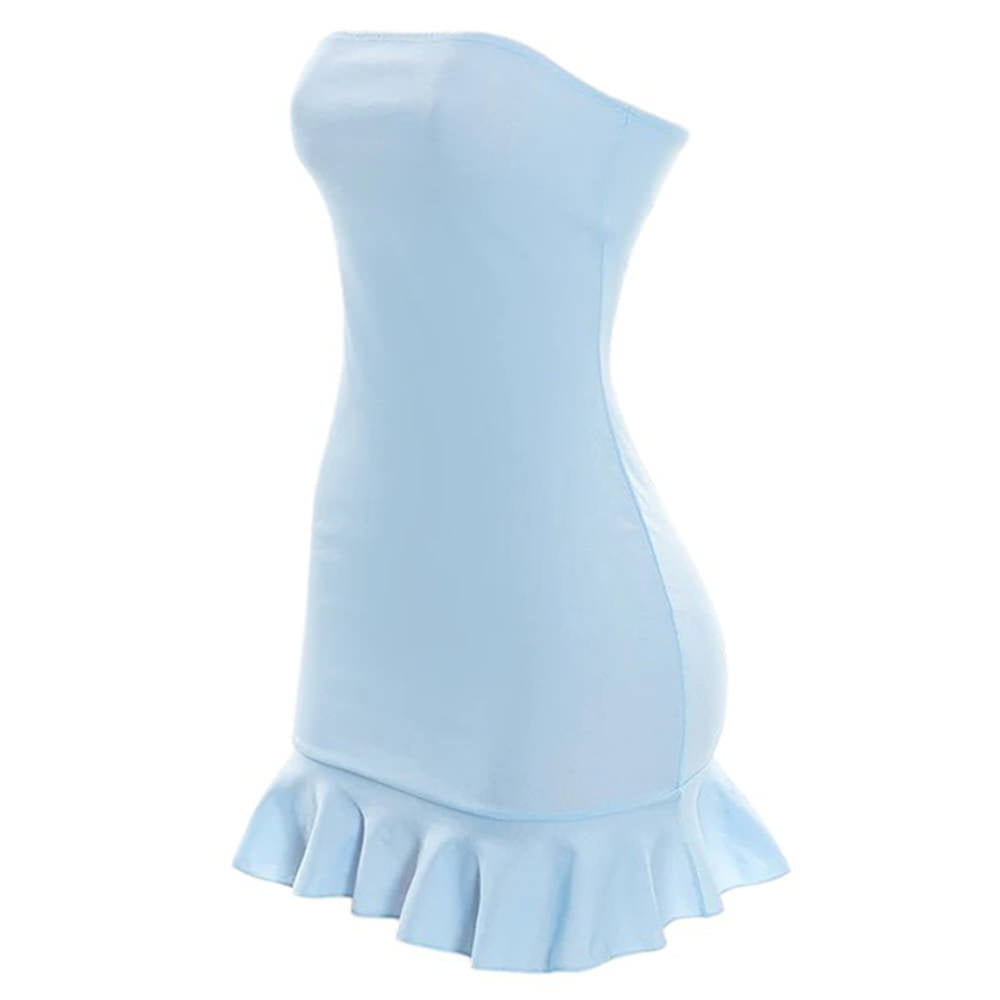 BLOSSOM BREEZE PASTEL BLUE MINI DRESS